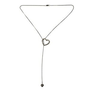 14 Karat White Gold Diamond Heart Lariat Necklace #18745